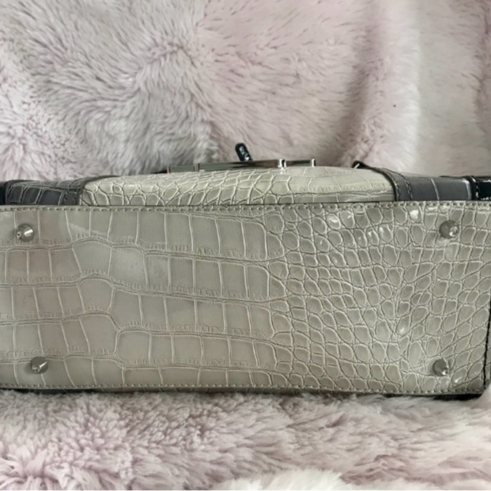Guess Black and Cream Croc-Embossed Shoulder Bag - Picture 3 of 14